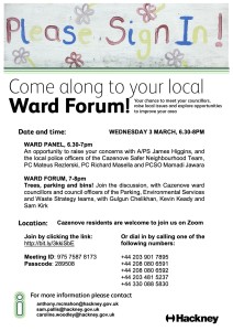 Cazenove Ward Panel and Ward Forum 3 March 2021